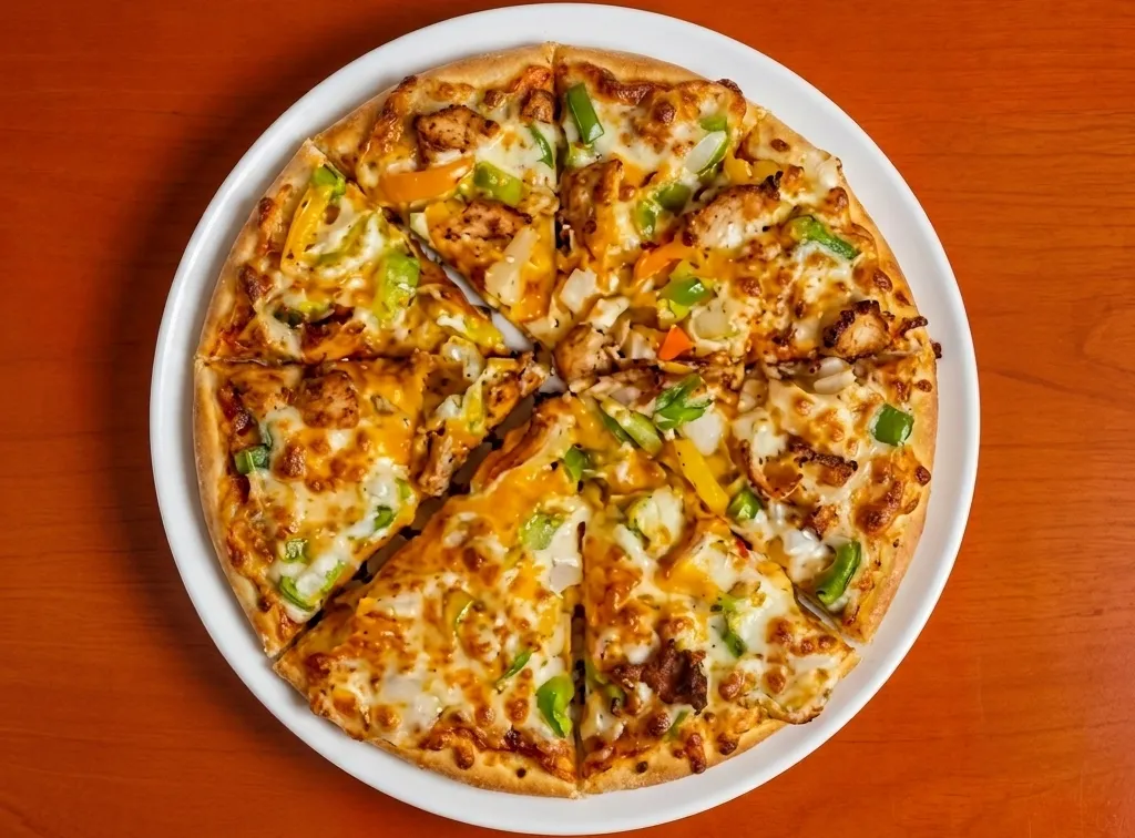 Butter chicken pizza at Canadian Unlimited Pizza House in Winnipeg, MB